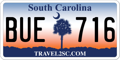 SC license plate BUE716