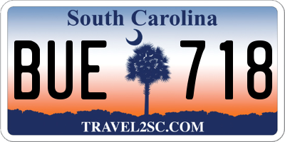 SC license plate BUE718