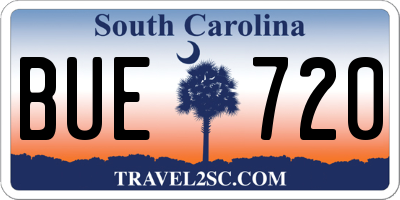 SC license plate BUE720