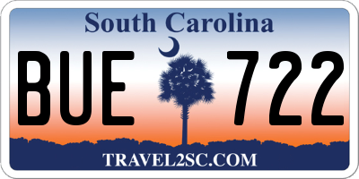 SC license plate BUE722