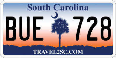 SC license plate BUE728