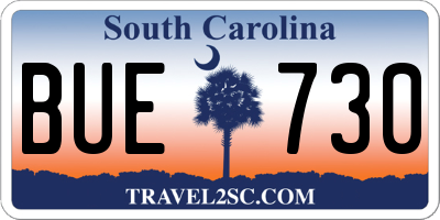 SC license plate BUE730