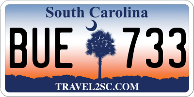 SC license plate BUE733