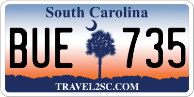 SC license plate BUE735