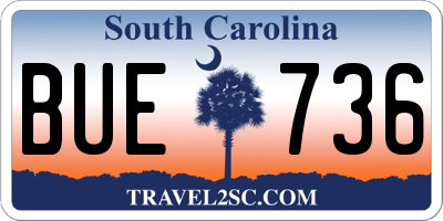 SC license plate BUE736