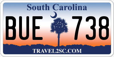 SC license plate BUE738