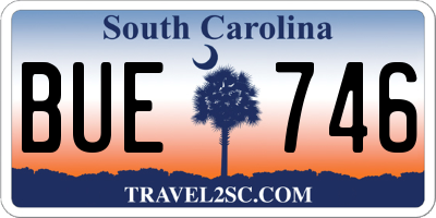 SC license plate BUE746