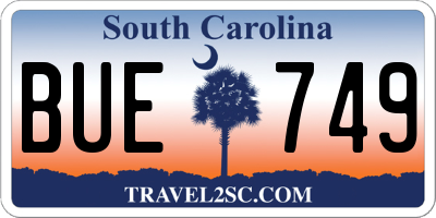 SC license plate BUE749
