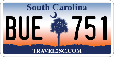 SC license plate BUE751