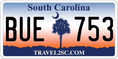 SC license plate BUE753
