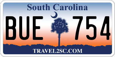 SC license plate BUE754