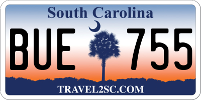 SC license plate BUE755