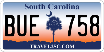SC license plate BUE758