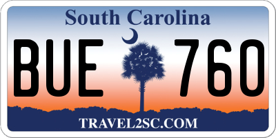 SC license plate BUE760