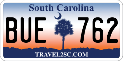 SC license plate BUE762
