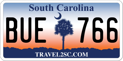 SC license plate BUE766