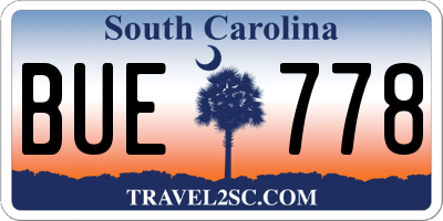 SC license plate BUE778