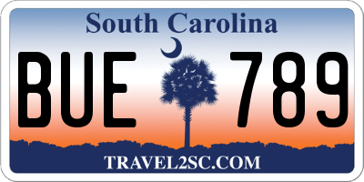SC license plate BUE789