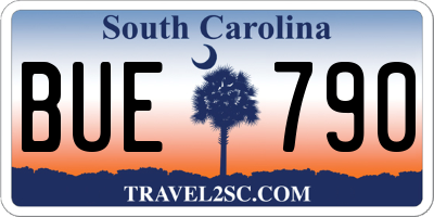 SC license plate BUE790