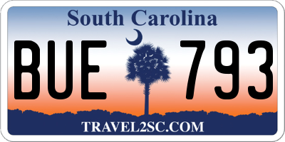 SC license plate BUE793