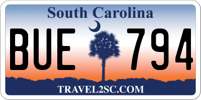 SC license plate BUE794