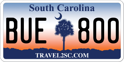 SC license plate BUE800