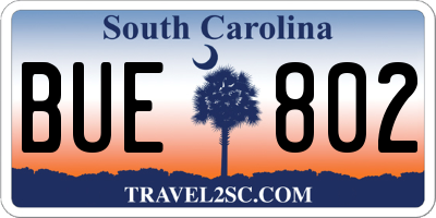 SC license plate BUE802