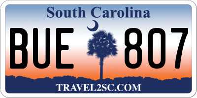 SC license plate BUE807