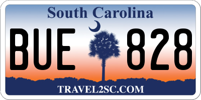SC license plate BUE828