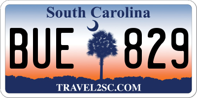 SC license plate BUE829