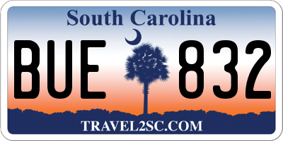 SC license plate BUE832