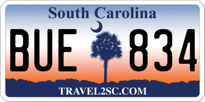 SC license plate BUE834