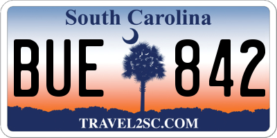 SC license plate BUE842