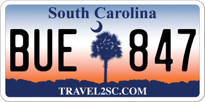 SC license plate BUE847