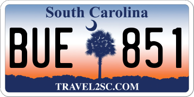 SC license plate BUE851
