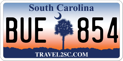 SC license plate BUE854