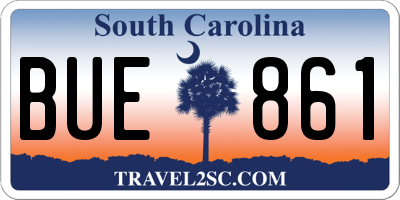 SC license plate BUE861