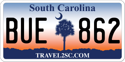 SC license plate BUE862