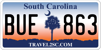 SC license plate BUE863