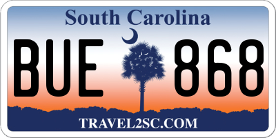 SC license plate BUE868