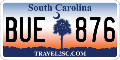 SC license plate BUE876