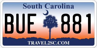 SC license plate BUE881
