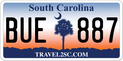 SC license plate BUE887