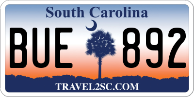 SC license plate BUE892