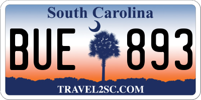 SC license plate BUE893