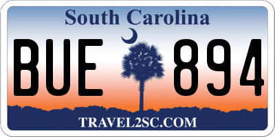 SC license plate BUE894
