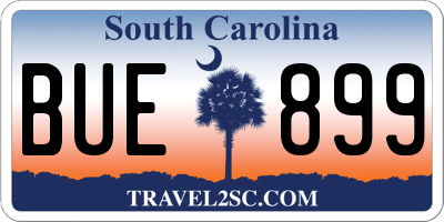 SC license plate BUE899