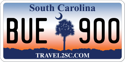 SC license plate BUE900