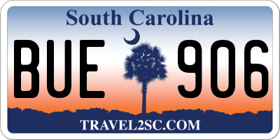 SC license plate BUE906