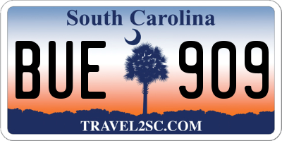 SC license plate BUE909